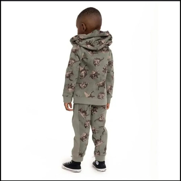 Wonder Nation Toddler Boy Hoodie and Joggers Set 2-Piece Size 12m Green Dino - Picture 3 of 14